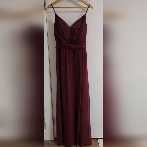 White by Vera Wang Wine V-Neck Maxi Dress with Side Slit - Picture 4 of 11
